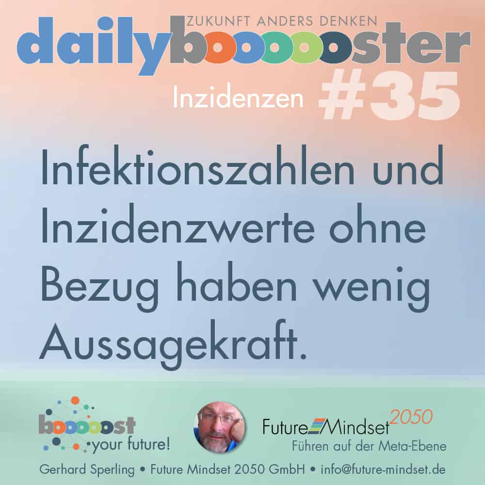 Infektionszahlen und Inzidenzwerte ohne Bezug haben wenig Aussagekraft. Denk-Impuls: daily boooooster 35: Inzidenzwerte